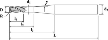 VHM Ø 8,0 mm Z=2 40° konisch ER NL=60,0 Stahl (P/H)